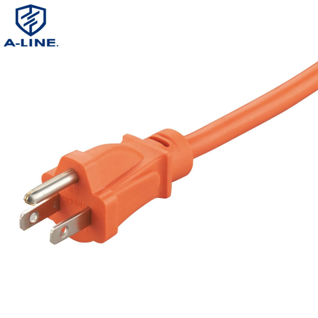 Extensão de potência Cabo de laranja externo 3 pino 13A 125V Extensão de potência Cabo 