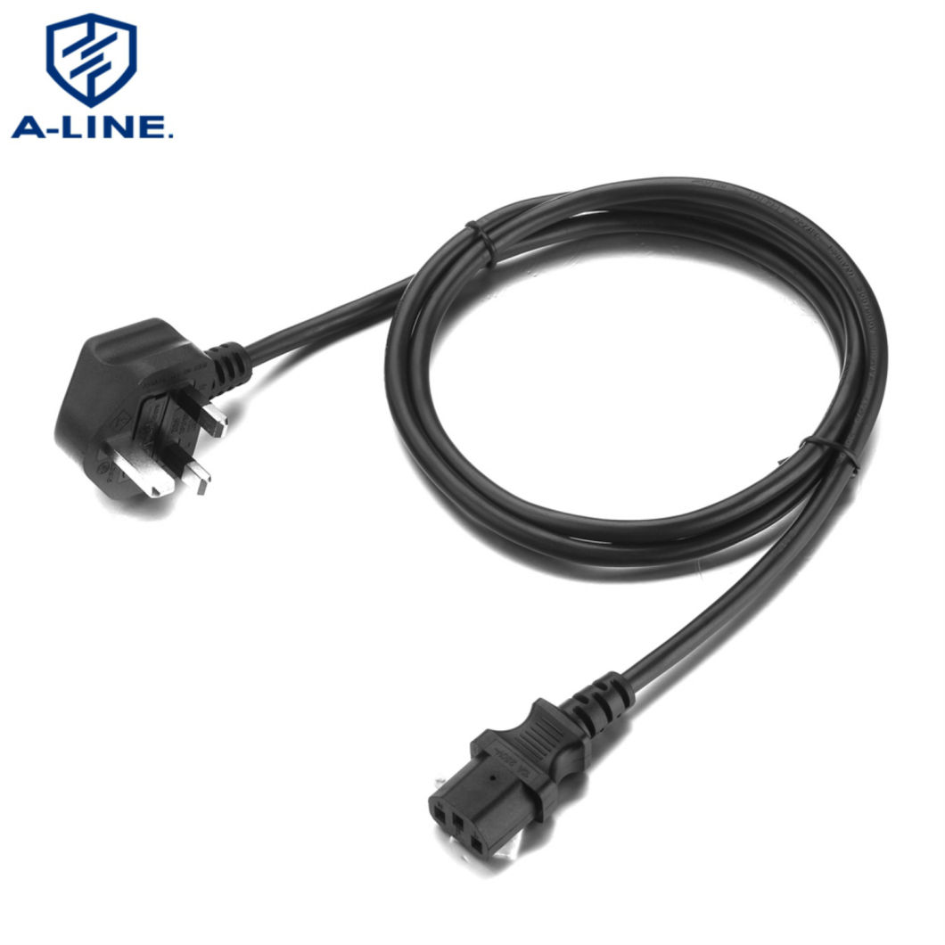 VDE Aprovado 3 pin UK Cabo de alimentação UK com conector C13 